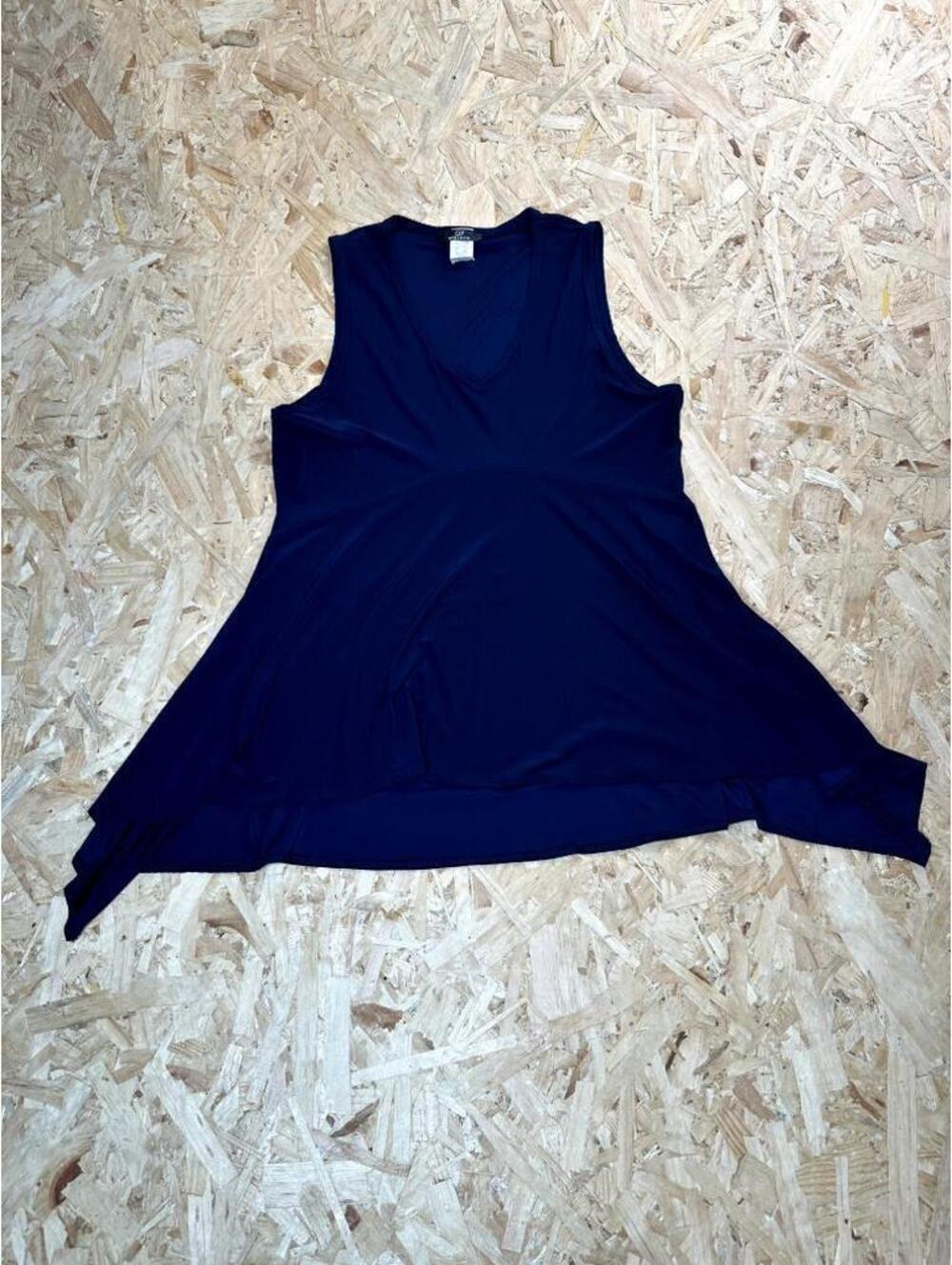 Dynamite Tank Top Womens XL Navy Blue V-Neck Sleeveless Asymmetrical Hem Blouse